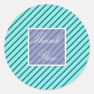 Stijlvolle Turquoise Streep Bedankt Trouwsticker Ronde Sticker