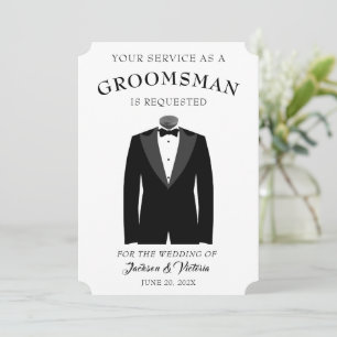 Stijlvolle Tuxedo Groomsman Kaart