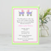 Stijlvolle Twin Girls Couples Baby shower Uitnodig Kaart (Staand voorkant)