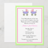 Stijlvolle Twin Girls Couples Baby shower Uitnodig Kaart (Voorkant / Achterkant)