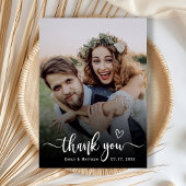 Stijlvolle typografie 2 foto bruiloft dank u kaart