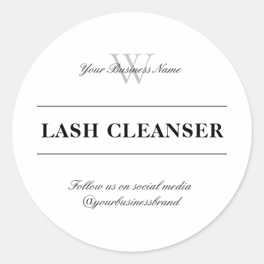 Stijlvolle Typografie Lash Cleanser Ronde Sticker (Voorkant)