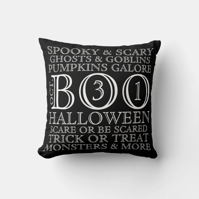  Stijlvolle Typografie Pillow - B&W Kussen (Voorkant)