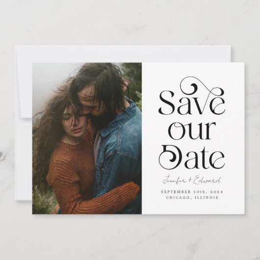 Stijlvolle Typografie QR-code voor foto opslaan Da Save The Date (Voorkant)