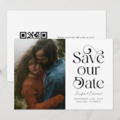 Stijlvolle Typografie QR-code voor foto opslaan Da Save The Date (Voorkant / Achterkant)