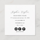 Stijlvolle Typografie Zwart Wit QR Code Vierkante Visitekaartje (Achterkant)