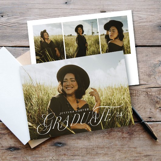 Stijlvolle typografische Multi Photo Afstuderen Ka Aankondiging