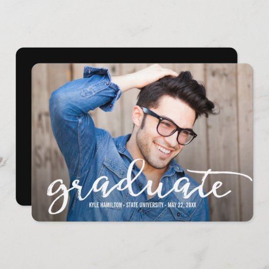 Stijlvolle Uitnodiging tot bekendmaking Afstuderen (Voorkant / Achterkant)