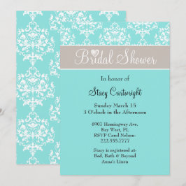 Stijlvolle uitnodiging voor Aqua en Taupe Bridal