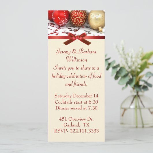 Stijlvolle uitnodiging voor kerstfeestdagen (Staand voorkant)