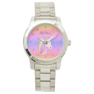 Stijlvolle Unicorn Rainbow Monogram Womens Horloge