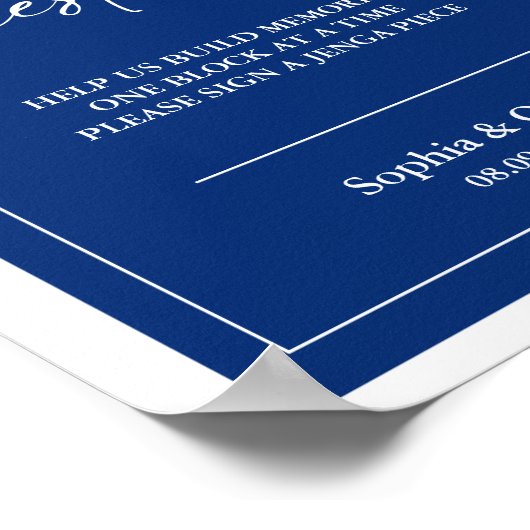 Stijlvolle unieke bruiloft Jenga Guest Book Sign Poster (Hoek)