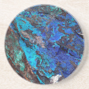 Stijlvolle unieke donkerblauwe turquoise minerale  zandsteen onderzetter