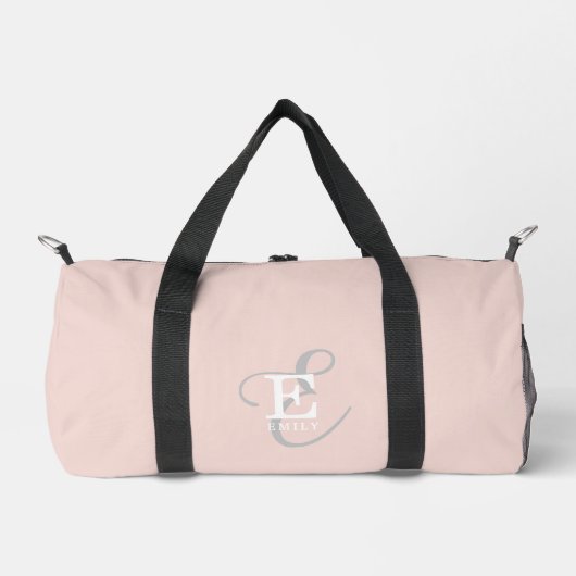 Stijlvolle Unieke Monogram Typografie Blush Pink Plunjezak (Voorkant)