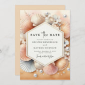 Stijlvolle unieke strand bruiloft save the date (Voorkant / Achterkant)