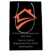 Stijlvolle unieke zwarte makelaar medium cadeauzakje (Voorkant)