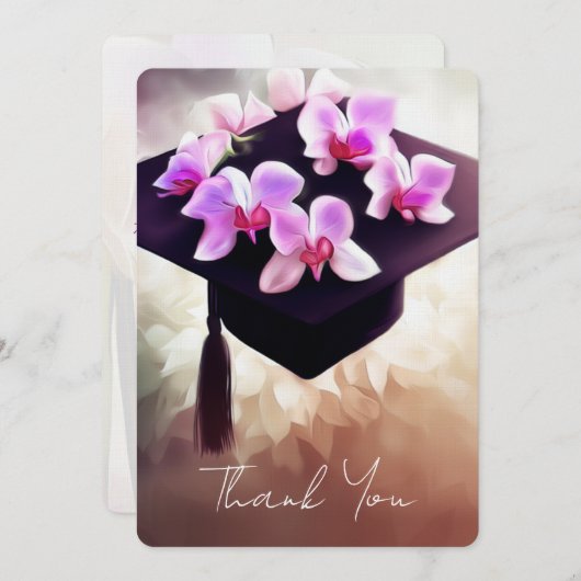 Stijlvolle Unique Orchids Afstuderen Bedankkaart (Voorkant / Achterkant)