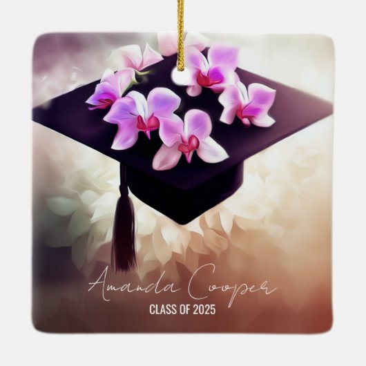 Stijlvolle Unique Orchids Afstuderen Keramisch Ornament (Achterkant)