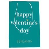 Stijlvolle Valentijnsdag Hart Aangepaste Naam Groe Medium Cadeauzakje (Voorkant)