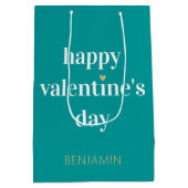 Stijlvolle Valentijnsdag Hart Aangepaste Naam Groe Medium Cadeauzakje (Achterkant)