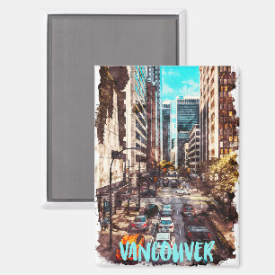 Stijlvolle Vancouver Canada Vintage Travel Skyline Magneet