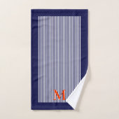 Stijlvolle verticale blauwe strepen kustlijn bad handdoek (Handdoek)
