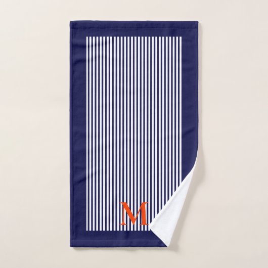 Stijlvolle verticale blauwe strepen kustlijn bad handdoek (Handdoek)
