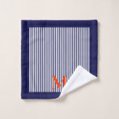 Stijlvolle verticale blauwe strepen kustlijn bad handdoek (Wasdoekje)