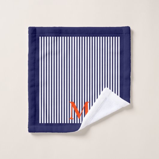 Stijlvolle verticale blauwe strepen kustlijn bad handdoek (Wasdoekje)