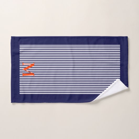 Stijlvolle verticale blauwe strepen kustlijn bad handdoek (Handdoek)