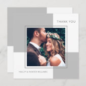 Stijlvolle vierkante bruiloft Bedankt met foto (Voorkant / Achterkant)
