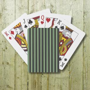 Stijlvolle Vintage Olijf Salie Groen Zwart 3D Gest Pokerkaarten