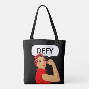 Stijlvolle vintage sterke vrouw & bewerkbare tarti draagtas