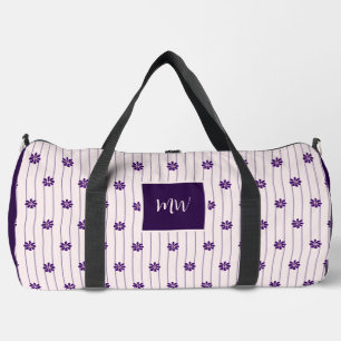 Stijlvolle Violet & Blush Stripes - Paarse Bloemen Plunjezak