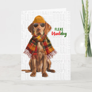 Stijlvolle Vizsla-hond Grappige Vlooien Navidog Ke Feestdagen Kaart