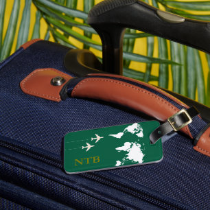 Stijlvolle Vliegtuigreiziger Monogrammed jager-gro Bagagelabel