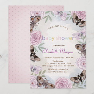 Stijlvolle Vlinders Bloemen Gestippelde Baby Showe Kaart