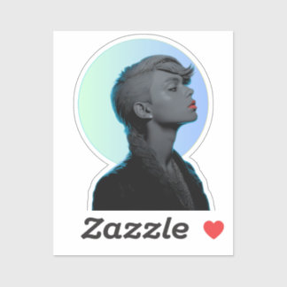 Stijlvolle vrouw in monochromatische portret sticker