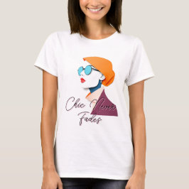 Stijlvolle vrouw in retro Mode T-shirt