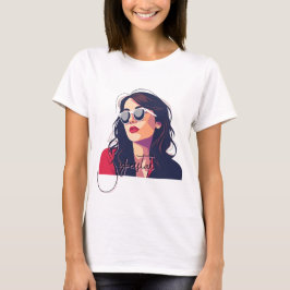 Stijlvolle vrouw in zonnebril Pop Art T-shirt