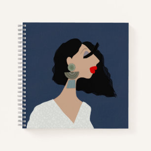 Stijlvolle vrouw kunst mode liefhebber notitieboek