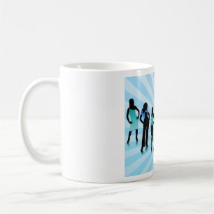 Stijlvolle vrouwen silhouetten turquoise blauwe mo koffiemok