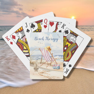 Stijlvolle Waterverf Beach Ocean Sand Personalisee Pokerkaarten