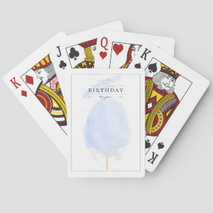 Stijlvolle Waterverf Blue Cotton Snoep Birthday Pokerkaarten