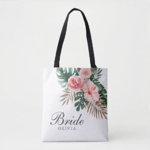 Stijlvolle Waterverf Boho Tropical Bride Canvas ta Draagtas