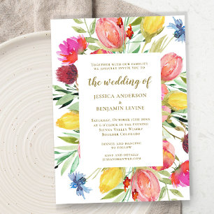 Stijlvolle Waterverf Garden Floral Timeless Weddin Kaart