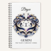 Stijlvolle Waterverf Gemini Custom Journal Notitieboek (Voorkant)