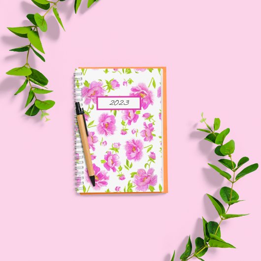 Stijlvolle Waterverf pony's Roze Floral Planner