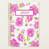 Stijlvolle Waterverf pony's Roze Floral Planner (Voorkant)