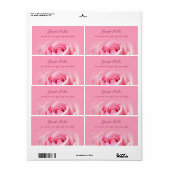 Stijlvolle Waterverf Roze Roos Bloemendesign Verze Etiket (Full Sheet)
